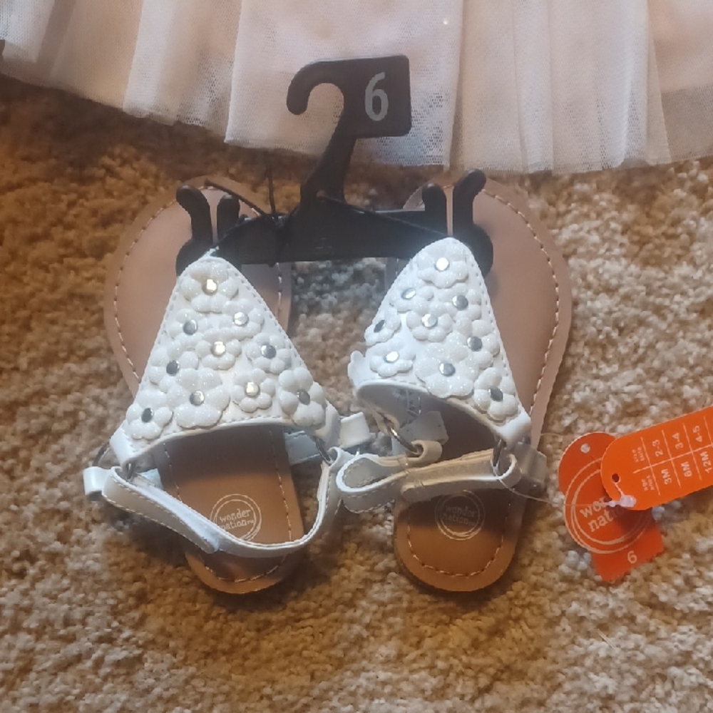 White Kids Sandals White With Glitter Nwt
